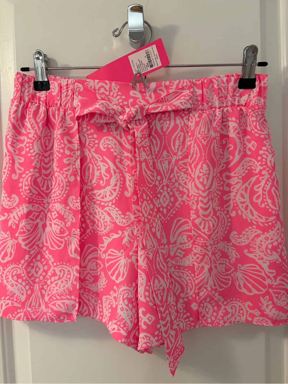 Lilly Pulitzer Hot Pink & White Tie-Waist High-Rise Shorts